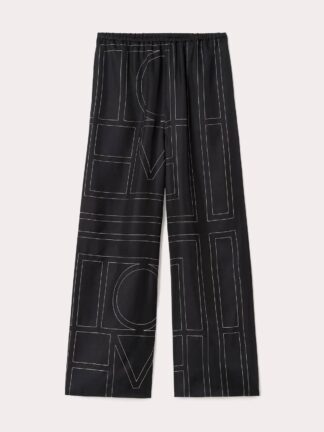 Toteme Monogram Silk PJ Bottoms mustad siidist pidžaamapüksid