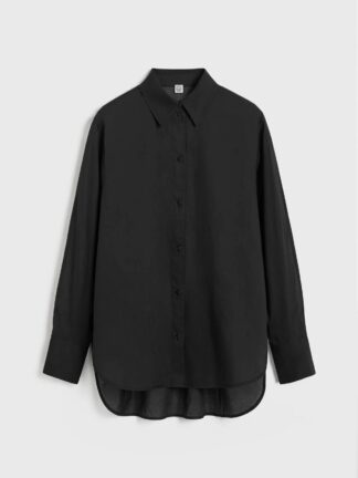 Toteme Kimono-Sleeve Cotton Shirt must triiksärk