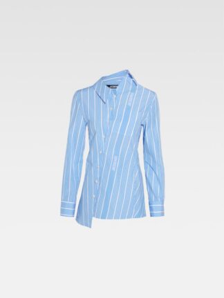 Jacquemus La Chemise Pablo sinine asümmeetriline triiksärk