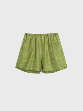 Toteme Monogram Silk PJ Shorts rohelised lühikesed pidžaamapüksid