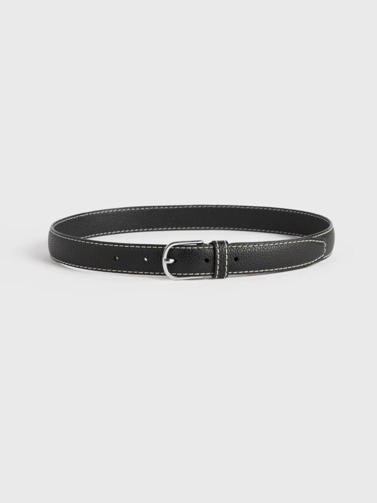 Toteme Slim Grained-Leather Trouser Belt must nahast püksivöö