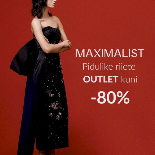 Pidulike riiete Outlet kuni -80%. Tule ja avasta suurepäraste allahindlustega pidulikud rõivad Carolina Herreralt ja Erdemilt, La DoubleJlt ja teistel brändidelt Maximalistis, mis on loodud selleks, et muuta iga pidulik sündmus glamuurseks ja säravaks.
Maximalist - Pärnu mnt 8, Tallinn