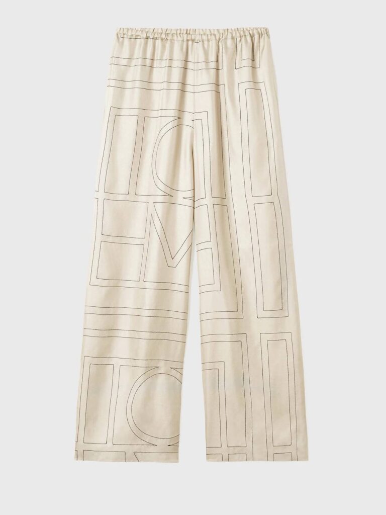 Toteme Monogram Silk PJ Bottoms valged pidžaamapüksid