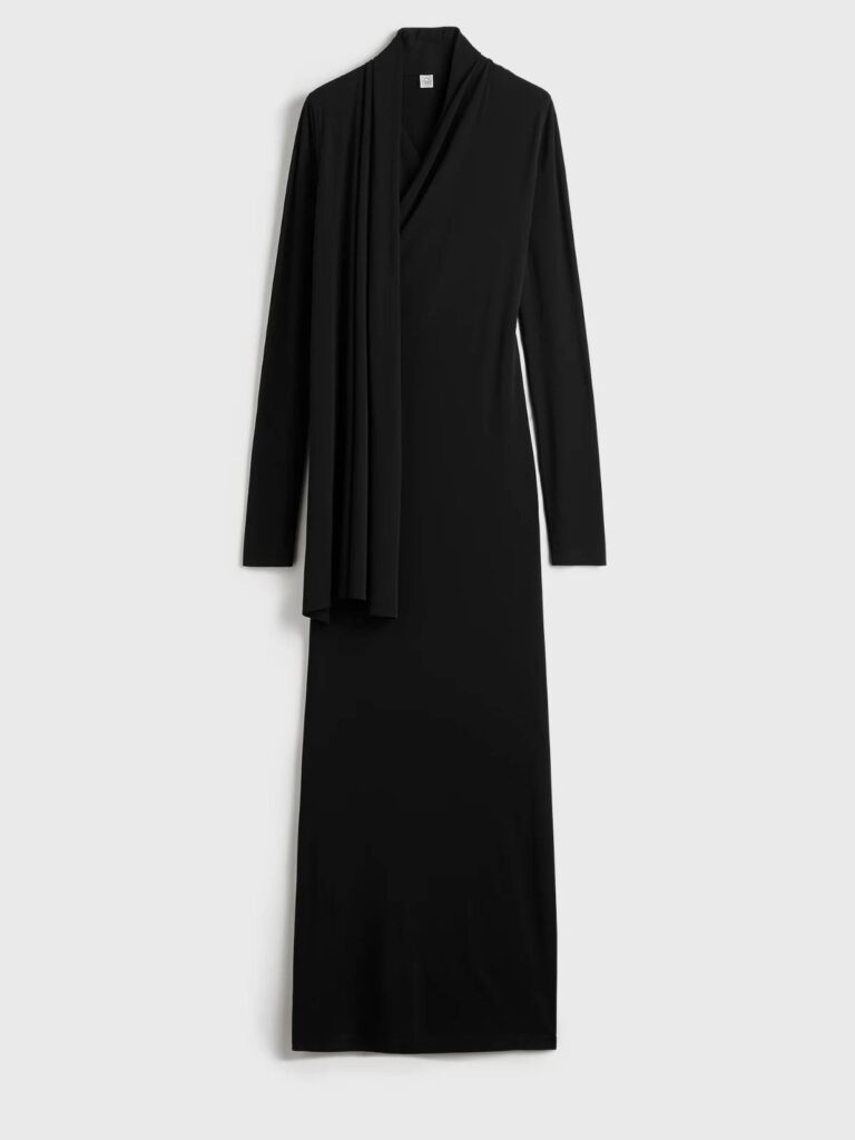 Toteme Overlapped Jersey Dress must sallikaelusega kleit