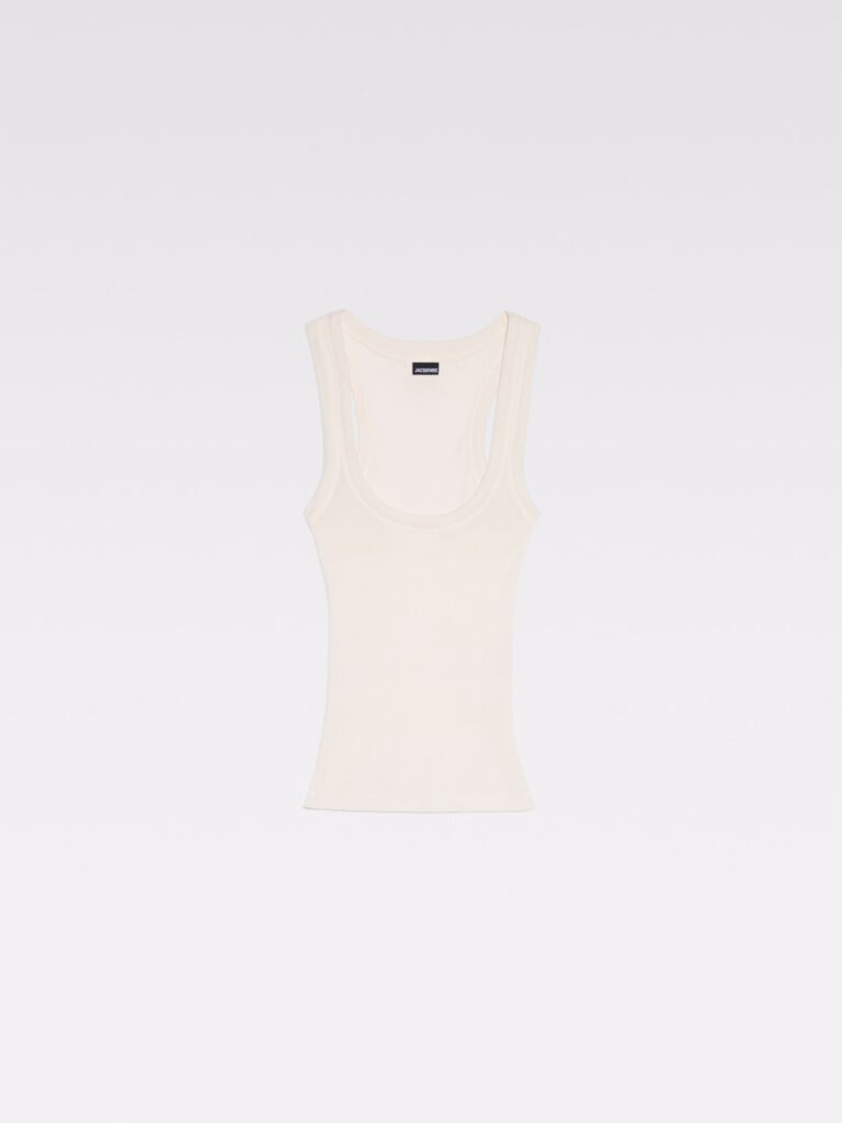 Jacquemus Le Debardeur Gros Grain valge varrukateta maika