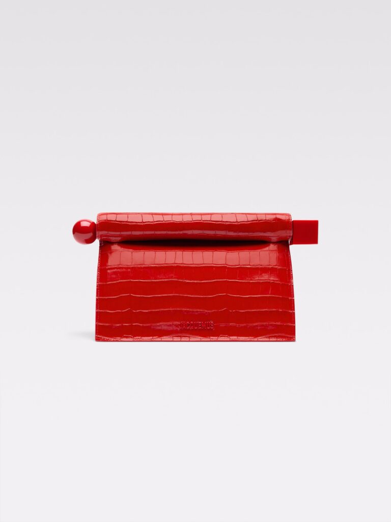 Jacquemus La Pochette Rond Carre punane clutch