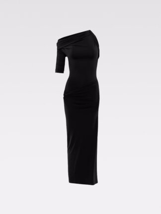 Jacquemus La Robe Drapeado must drapeeritud kleit