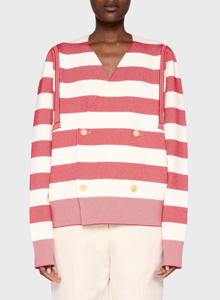 Jacquemus Le Cardigan Liga punane triibuline kardigan