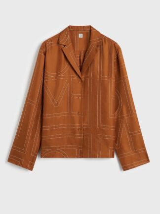 Toteme Monogram Silk PJ Top terrakotapunane siidist pidžaamapluus