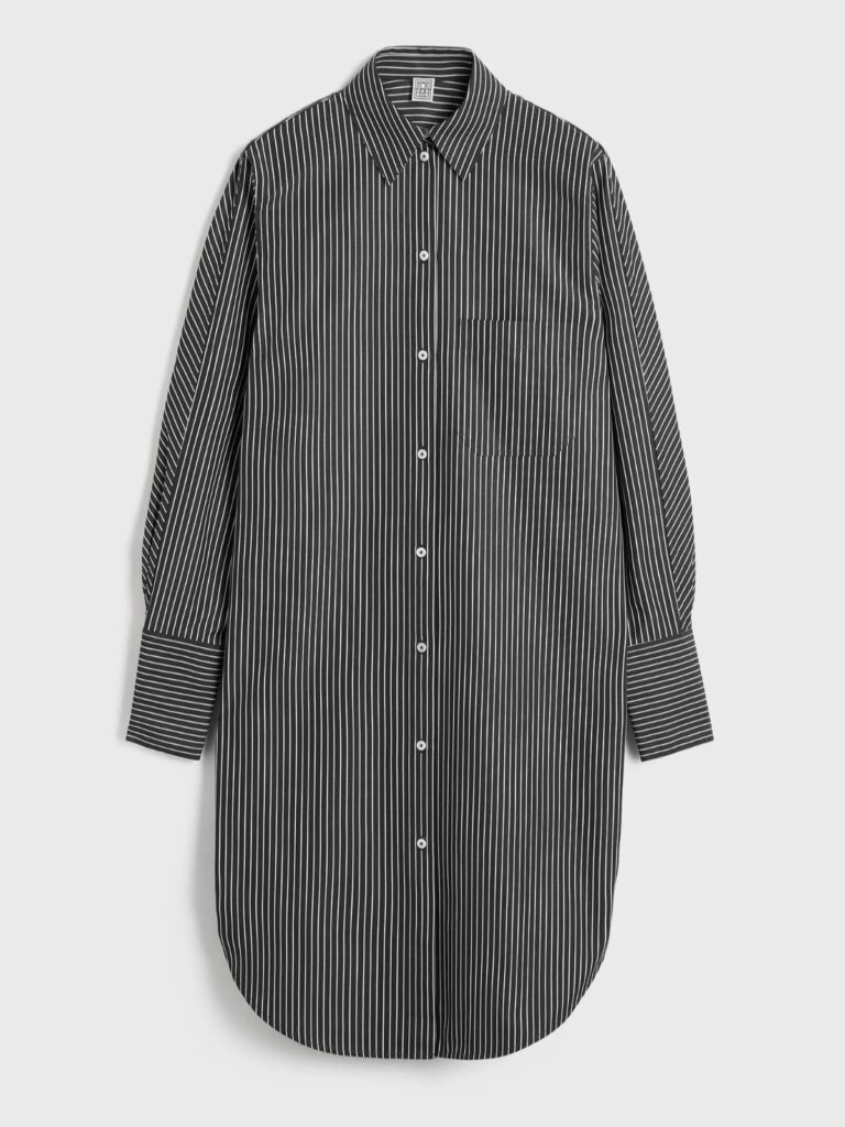 Striped Kimono-Sleeve Shirtdress