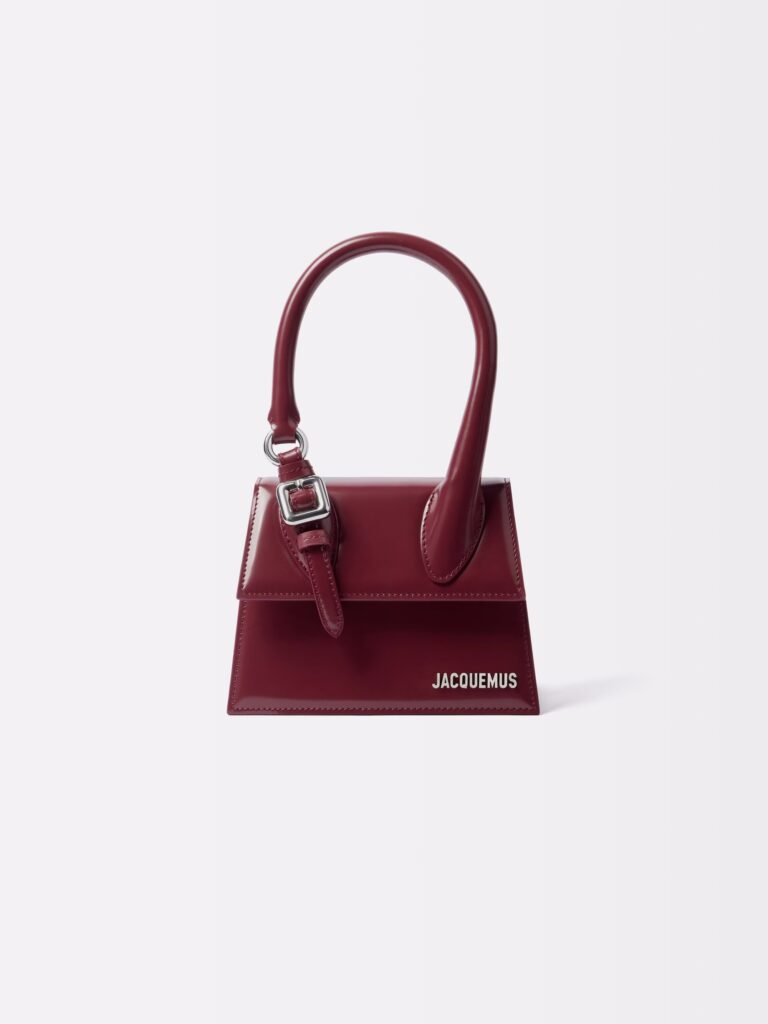 Jacquemus Le Chiquito Moyen Boucle Burgundy tumepunane käekott
