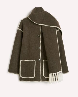 Embroidered Scarf Jacket Chocolate