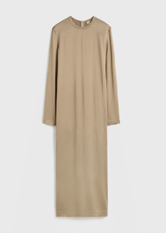 Long Satin Dress Latte