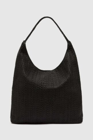 Lattice Weave Large Tote Black