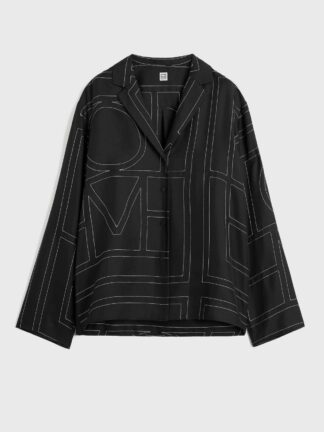 Monogram Silk PJ Top Black