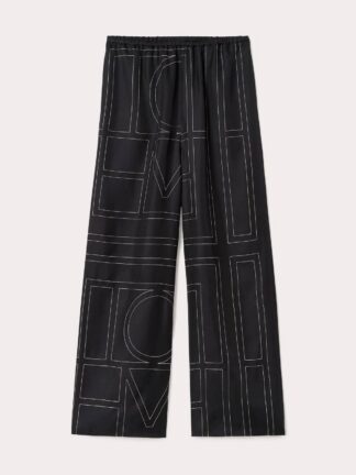 Monogram Silk PJ Bottoms Black