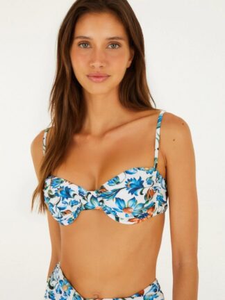 Flora Tile Off-White Under Wire Bikini Top