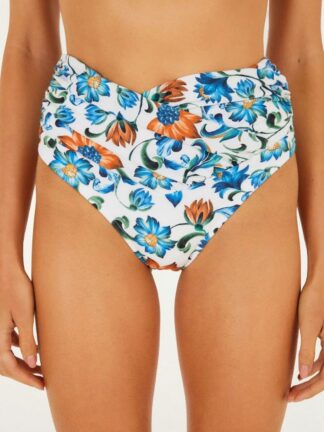 Flora Tile Off-White Hot Pants Bikini Bottom
