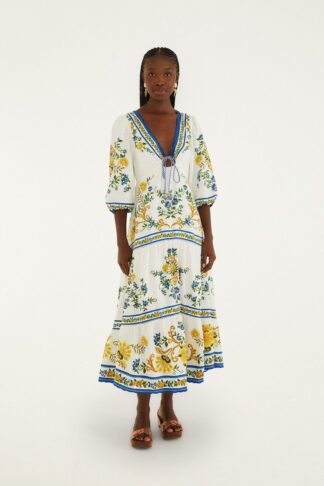 Emily floral tapestry drawstring midi dress
