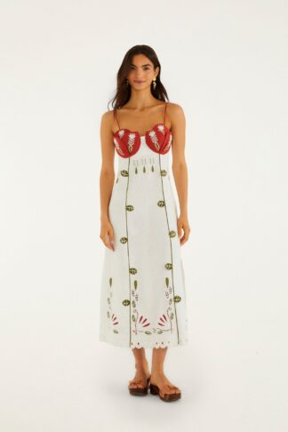 Tulip richelieu embroidered midi dress