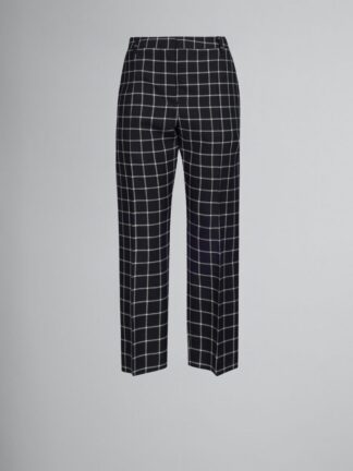 Black Checked Wool Trousers